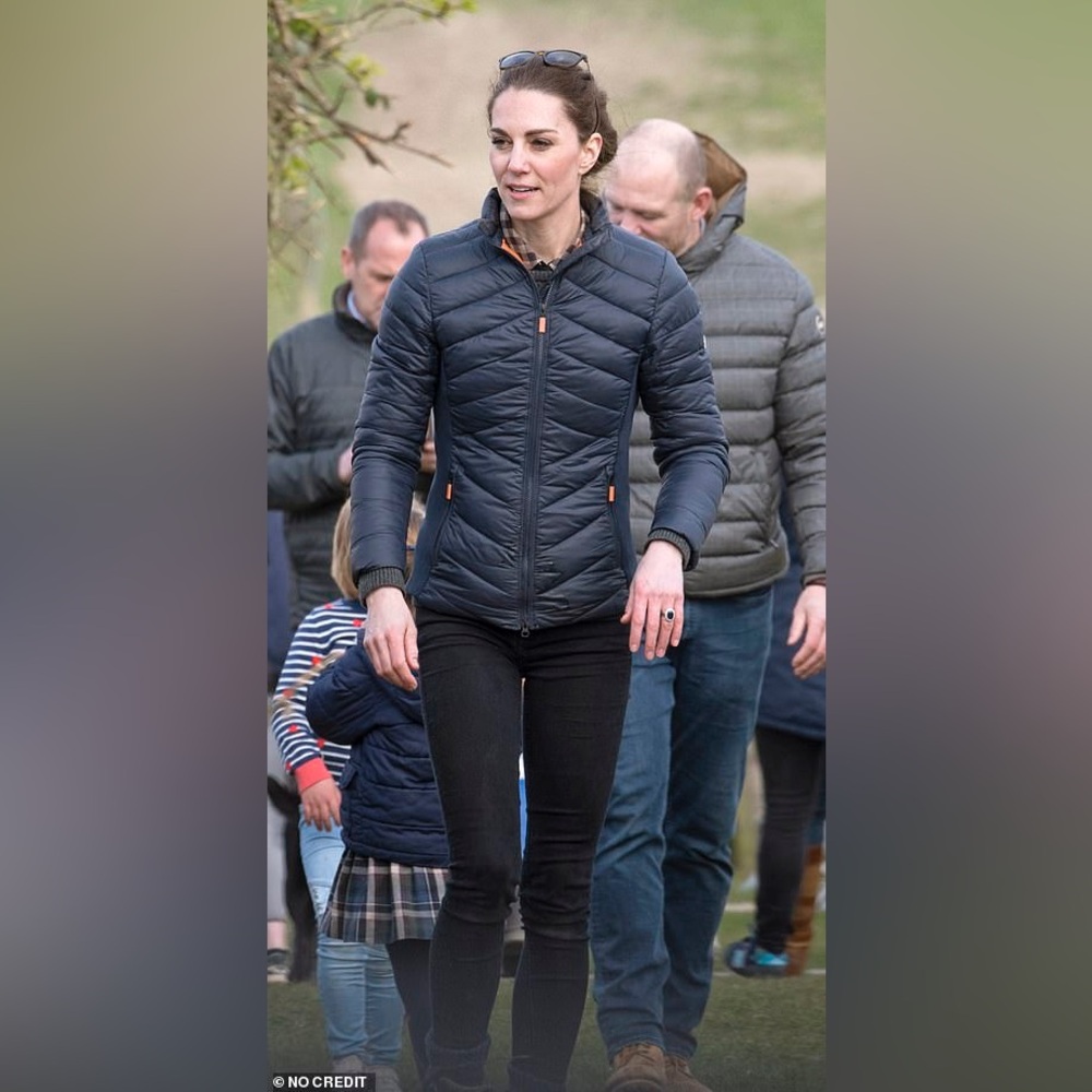 Barbour Quilted Jacket in Navy/Marigold-ASO Kate Middleton Royal-UK10/US6 - Picture 7 of 10